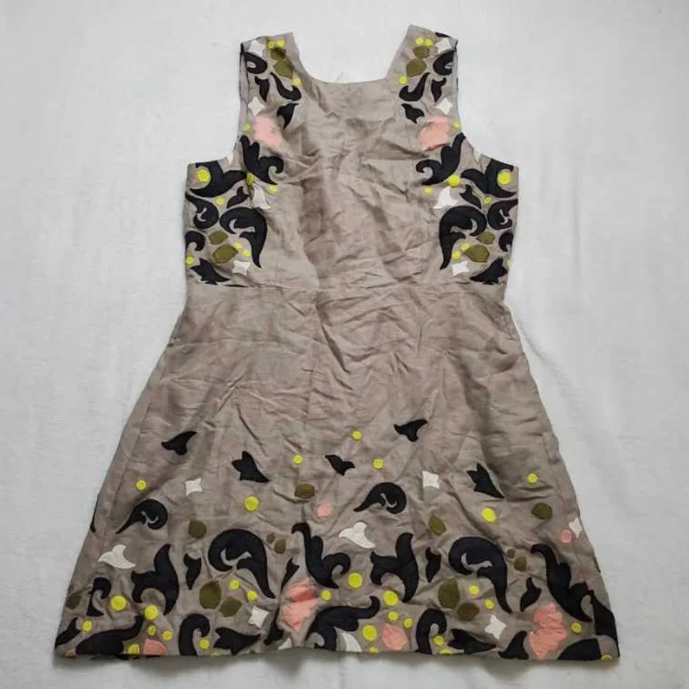 NEW 16 BANANA REPUBLIC HERITAGE COLLECTION EMBROIDERED SHIFT DRESS BOULDER LINEN - Picture 13 of 13